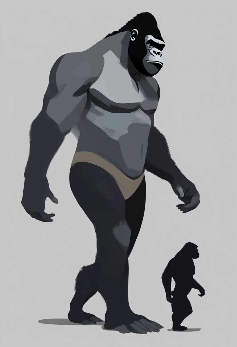 a close up of a gorilla with a big body and a big belly, exaggerated body features, expert high detail concept art, full body shot hyperdetailed, oil paint concept art, reference images ( front, whole body highly detailed, anthro concept art, detailed full body concept, human structure concept art, full body and head view, highly detailed body