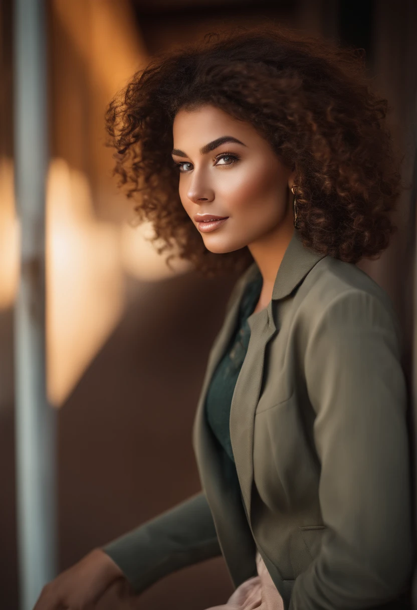 20 year old girl,beautiful detailed eyes,beautiful detailed lips,extremely detailed face,longeyelashes,soft skin,brown curly hair,stylish haircut,trendy outfit,confident expression,happy smile,vibrant personality,natural light,portrait,realistic style,rich colors,warm color tones,high-res details,lifelike rendering,sharp focus,studio lighting,bokeh,professional-grade,modern,contemporary,candid shot,urban background,graffiti wall,lively atmosphere,sunshine streaming through the hair,positive vibes,authentic,beautiful and vibrant appearance.