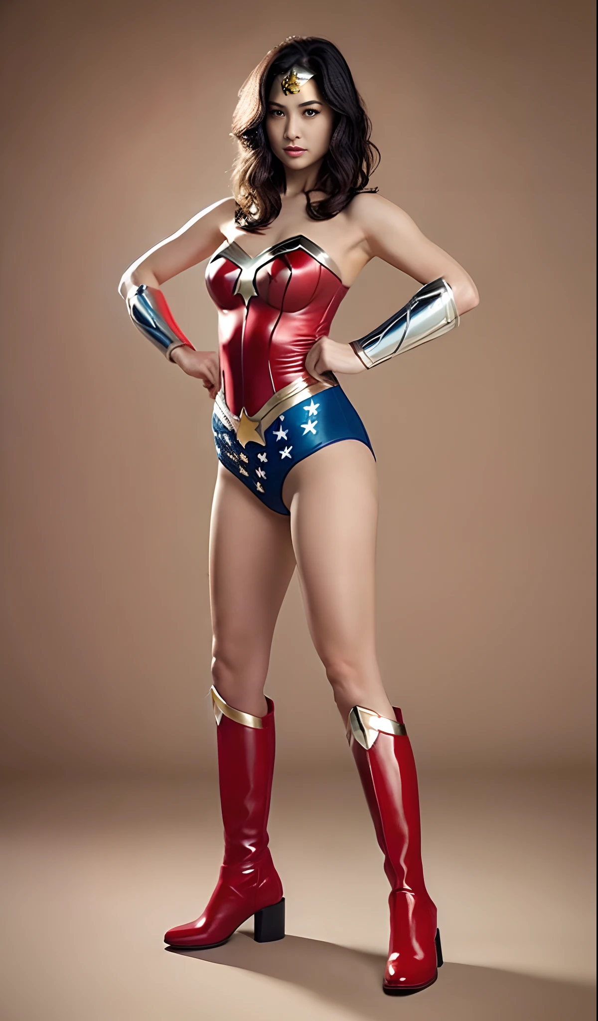 (((Wear black tights on your beautiful legs.)))、(((defeated)))、(((Anguished facial expressions)))、(((Make the most of the original image)))、(((Wonder Woman Costume)))、(((shiny short hair)))、(((Suffering)))、(((Feet must necessarily be worn with black tights)))、(((You need to wear red boots)))、((Top image quality、8K))、((top-quality、8K、​masterpiece:1.3))、(((Keep your background simple)))、Crisp focus:1.2、Beautiful woman with perfect body shape:1.4、Slender Abs:1.2、a wet body:1.5、Highly detailed facial and skin texture、