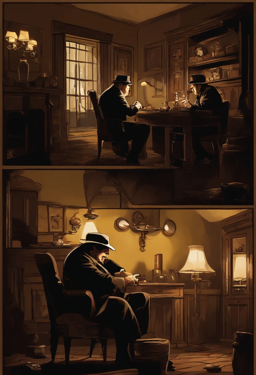 Tony Soprano and SpongeBob SquarePants, in a dimly lit rustic mafia hideout, are deeply engaged in discussing secret mafia plans. The ambiance is filled with tension as the flickering candlelight casts shadows on the weathered brick walls. Tony wears a tailored black suit with a fedora, while SpongeBob tries to blend in with his yellow pinstriped suit. To emphasize their conversation, both characters have extremely detailed eyes and expressive facial features, creating a sense of intrigue and seriousness.
The mafia hideout has a mysterious atmosphere, with old wooden furniture and vintage decorations scattered around the room. The dimly lit space has a smoky quality, adding to the suspenseful mood. In the background, mafia men, wearing tailored suits and fedoras, stand in strategic positions, maintaining a vigilant watch over the proceedings.
As the tension builds, small green creatures, almost like mischievous imps, lurk around, adding an element of chaos to the scene. These mischievous creatures are armed with tiny knives, playfully stabbing at everyone's toes, causing subtle reactions of surprise and discomfort.
The overall image quality is of the highest standard, with a realistic and photorealistic rendering that captures every intricate detail. The focus is sharp, highlighting the characters' expressions, the texture of the furniture, and the flickering candlelight. The scene is captured in Ultra HD resolution, allowing for the finest nuances to be visible.
The artistic style of the image leans towards the concept artists' portrayal, combining the gritty noir aesthetic of mafia movies with a touch of whimsy from the cartoon world. The color palette chosen for this artwork is rich and saturated, enhancing the contrast between the shadows and the warm glow of the candlelight.
To further enhance the ambiance, the lighting showcases a play of shadows and highlights, emphasizing the characters' features and adding depth to the scene. The studio lighting setup