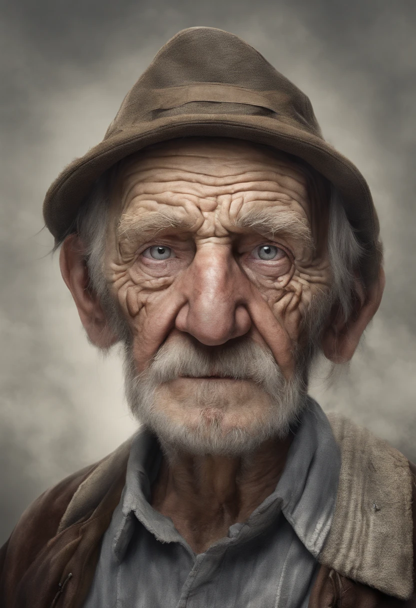 Old man with česnek