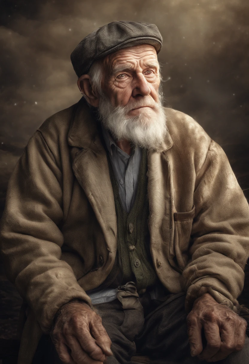 Old man with česnek