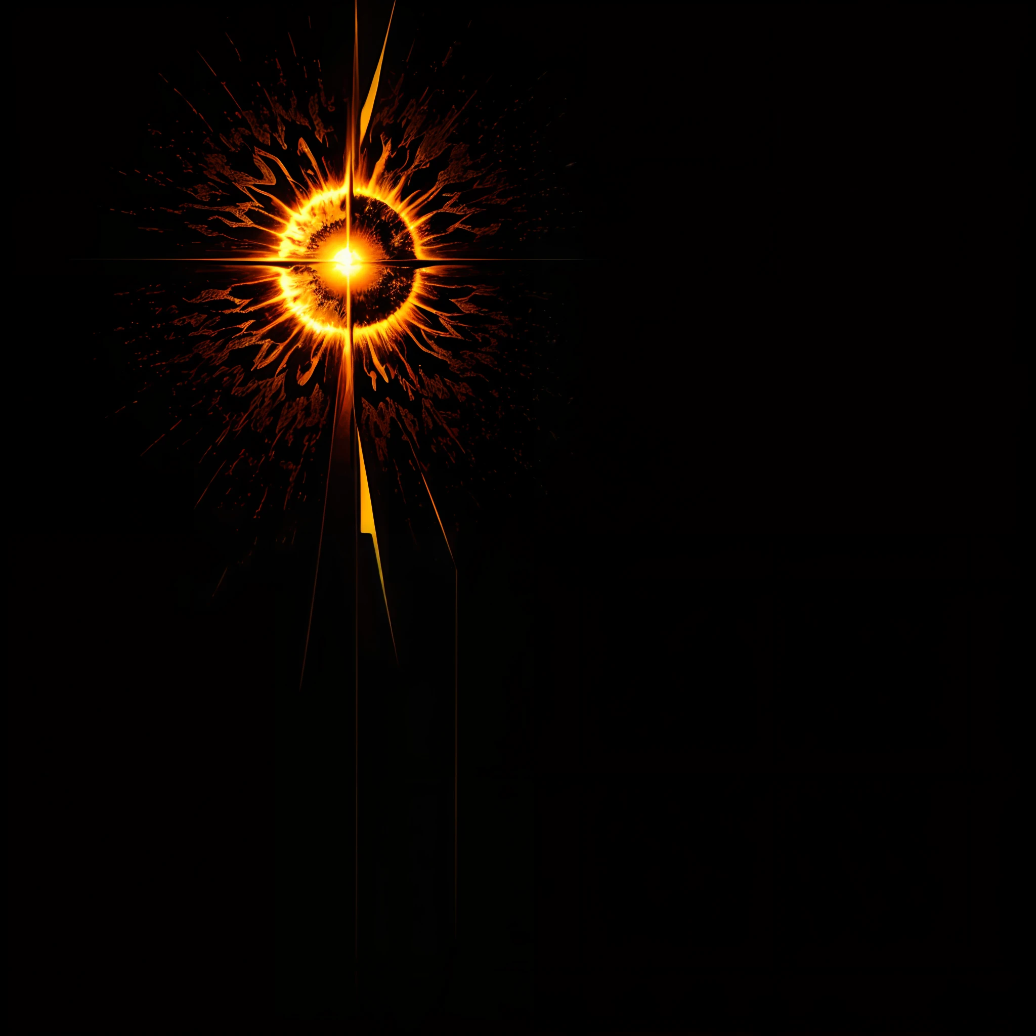 Create an image of an abstract raising sun with bold colors, yellow and black