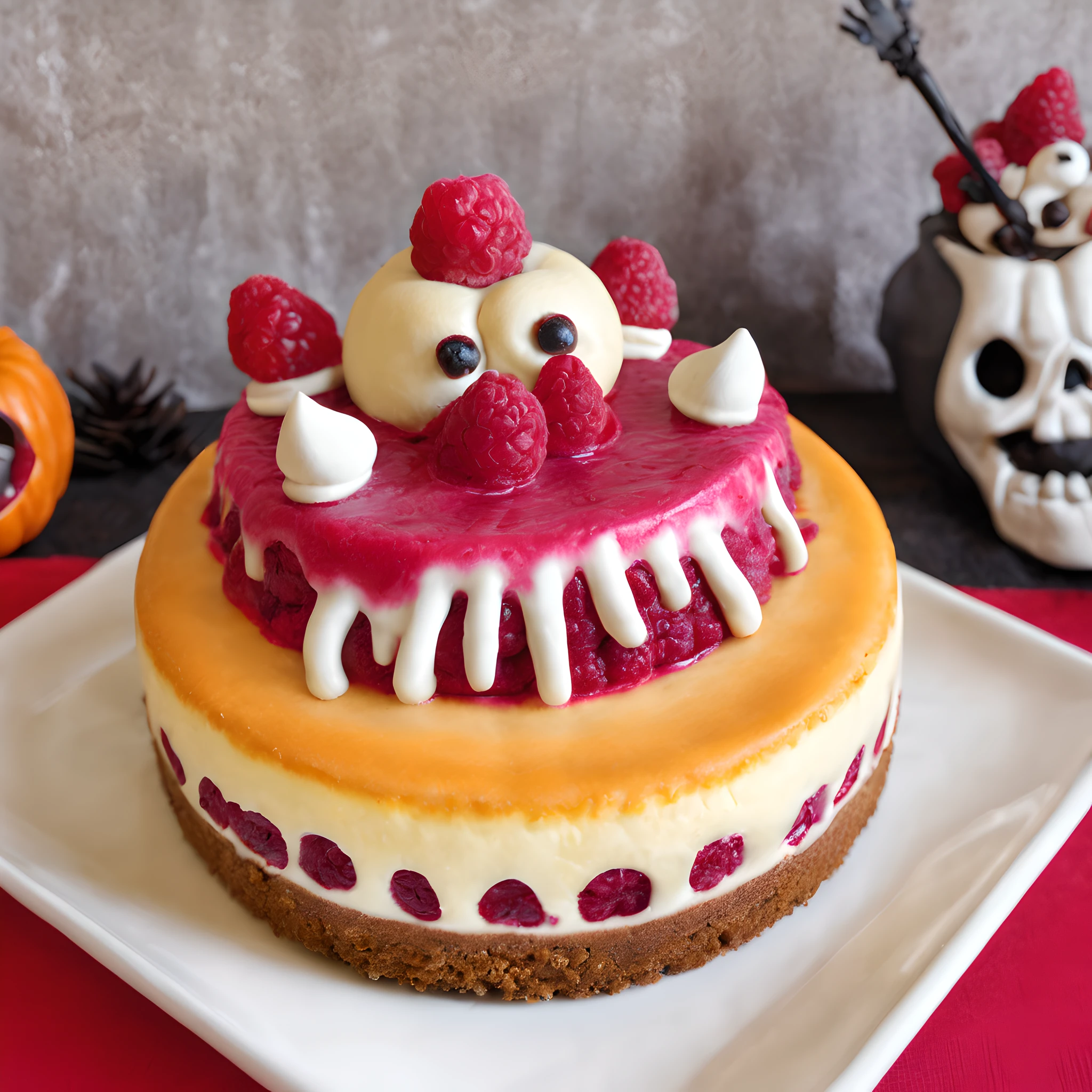 Cheesecake Monster、Halloween Cheesecake Monster、Halloween、Halloween、Halloween、cheesecake、Baked Cheesecake、Raspberry cheesecake、