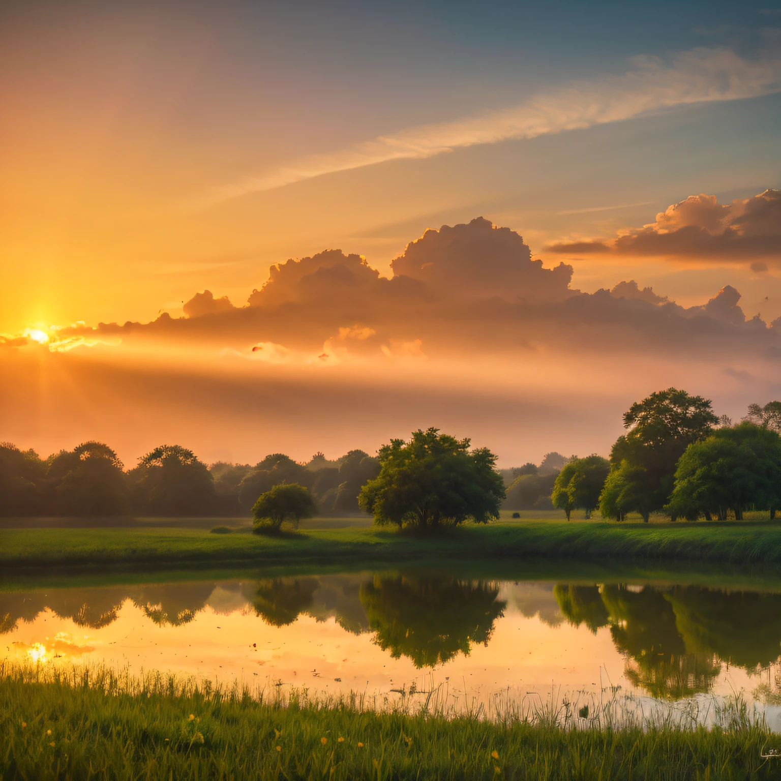 (best quality,highres:1.2),vibrant sunrise,horizon,picturesque scene,lush colors,serene atmosphere,crisp details,dreamy lighting,solitary figure,faint rays of light,gentle breeze,perfect symmetry,uninterrupted view,infinite beauty,nature's masterpiece,painted with golden hues,spectacular dawn,tranquil moment.