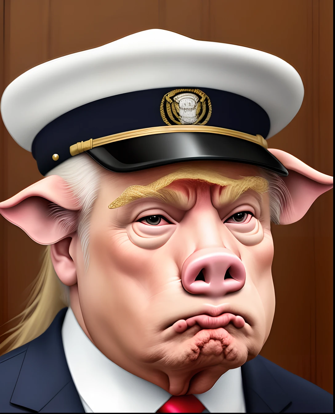 Donald Trump's face on a pig