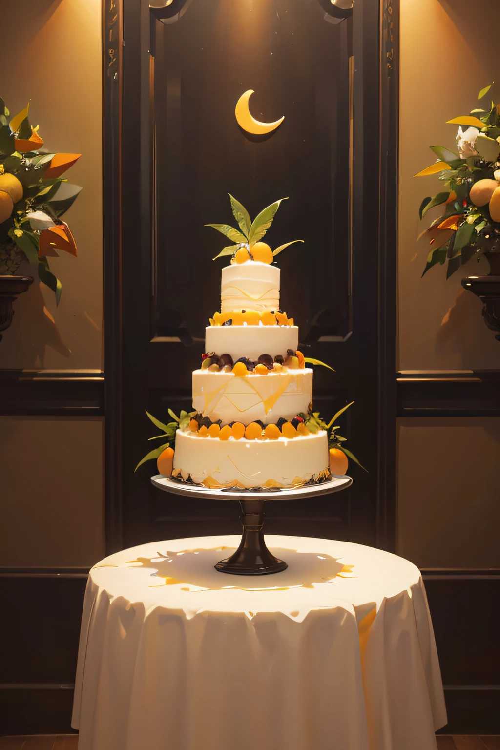 mango cheesecake on a cake stand, vibrant colors, (no humans), (only cheesecake), delicious dessert, luscious mango slices, creamy cheesecake, decorative cake stand, tropical vibes, sumptuous treat, mouth-watering, delectable, sugary crust, fresh mango toppings, visually appealing, intricate details on the cake stand, tropical atmosphere, vibrant and juicy mangoes, captivating dessert display, exquisite dessert creation, sweet sensation, eye-catching centerpiece, sensory delight.
(best quality, 4k, highres:1.2), ultra-detailed, (realistic:1.37), HDR lighting, vivid colors, photorealistic dessert, professional food photography, studio lighting, vibrant color palette, sharp focus, bokeh effect, mouth-watering texture, visually appealing composition, fine attention to detail, photorealistic rendering, alluring dessert presentation, tantalizing color scheme, visually striking dessert.