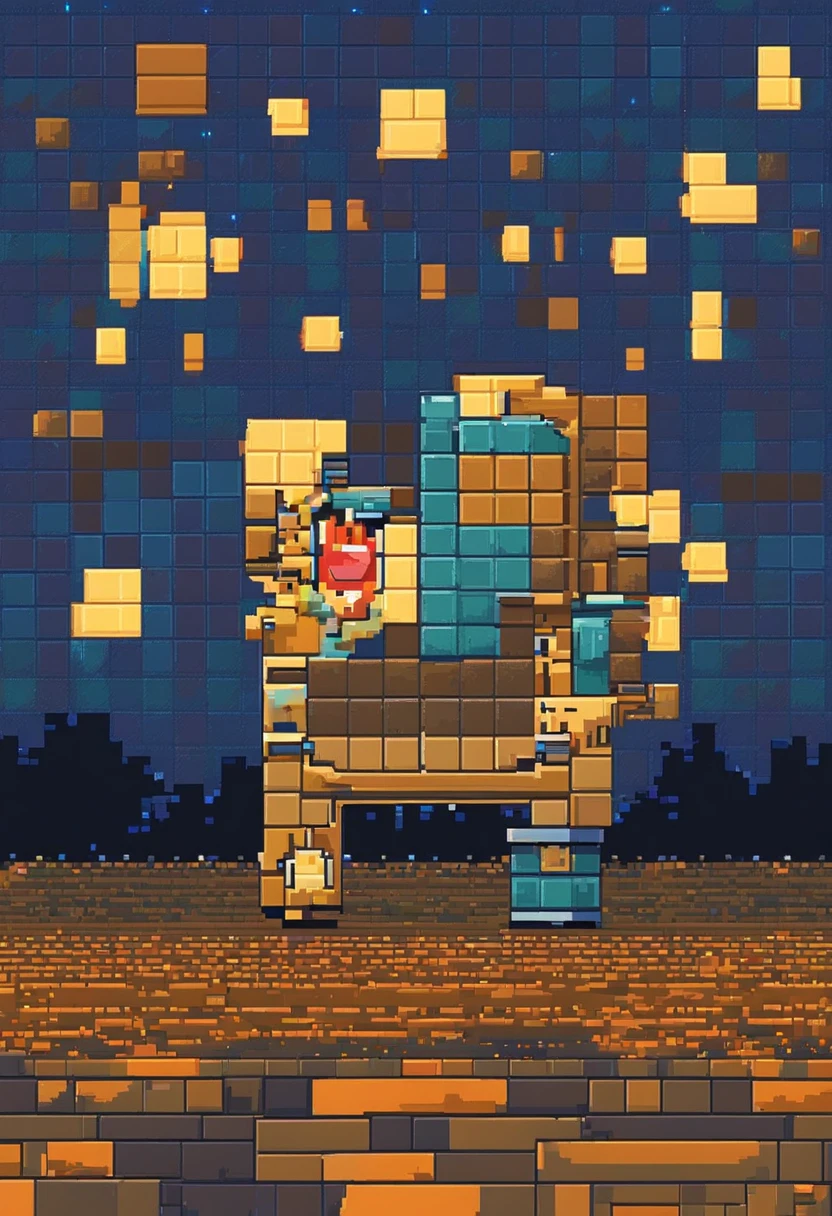 Imagine o quadro noite estrelada do van Gogh em pixels