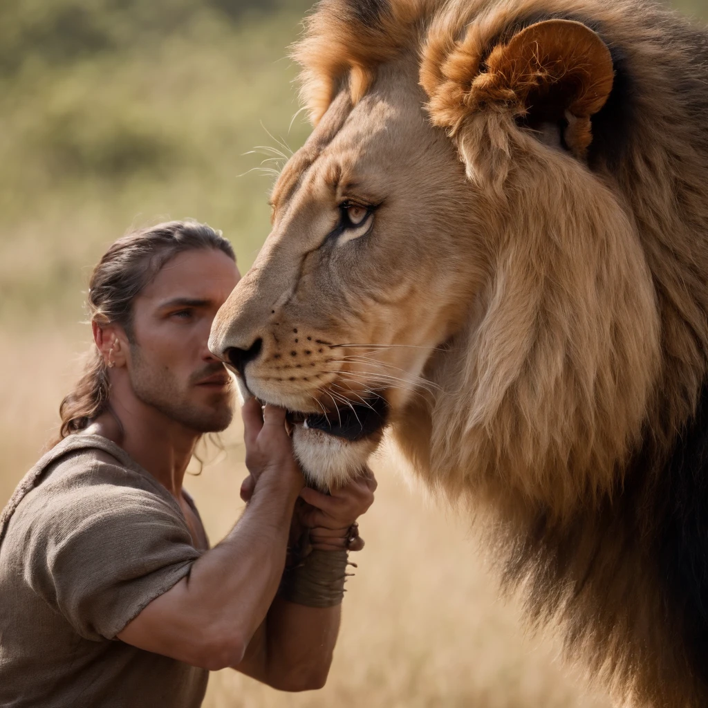 Samson fighting a lion