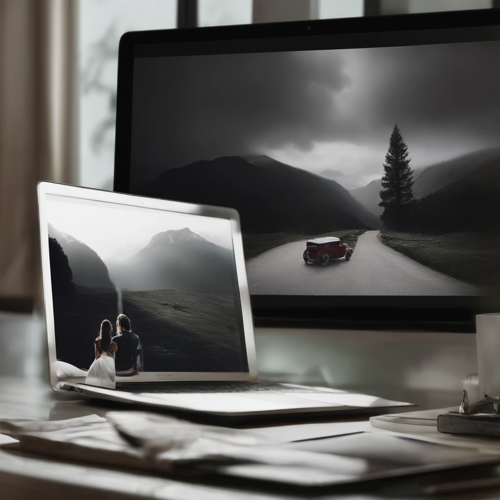 Create an album cover with the concept centered on 'nostalgia and longing'. The background should be a dimly lit room with a soft light source. On a table in one corner of the room, place a laptop, which is one of the 'items you used to take care of' mentioned in the song lyrics. Next to the laptop, arrange a 'worn ring' and 'pictures of you' prominently to emphasize the feeling of longing. The laptop screen should be off. Additionally, moonlight streaming through a window should act as a visual element that enhances the emotions of 'waiting' and 'longing'