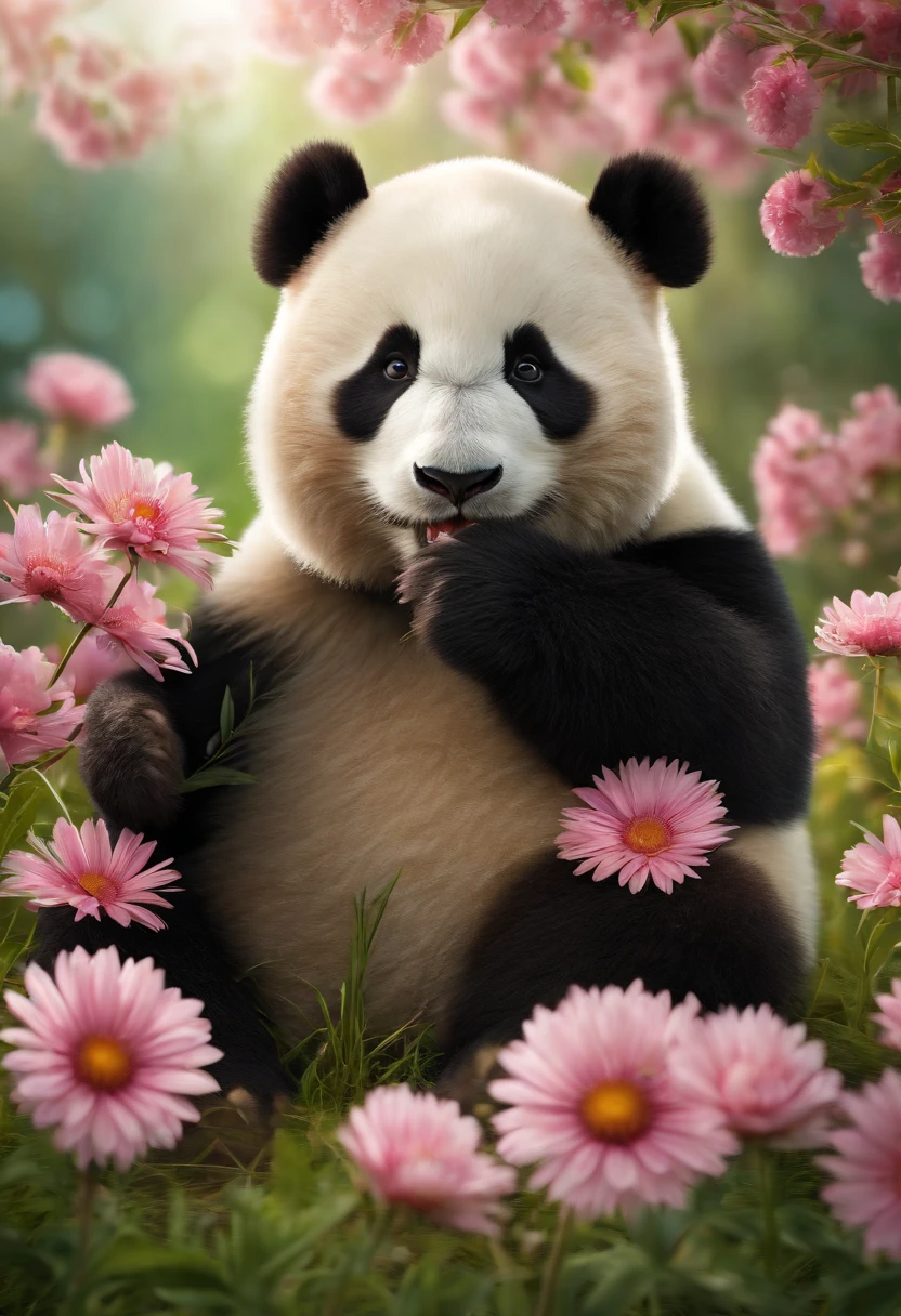 A fat panda,Sit on grass,Holding a red apple,Panda flowers,Pink daisies bloom on the side, hairy pubic, Chubby, cute big breasts, Clean the fur,Delicate real hair,Photographic style, in bamboo forest, Sunny, great weather, warm, cheerfulness, 35mm lens, kodak film, f 1.2, ISO 300, Natural light, natural soft colors, Ultra-detailed, High quality - AR 3:4--V5--S750
(Masterpiece: 1.5) (Photorealistic: 1.1) (Bokeh) (Best quality) (Detailed skin texture, pores, Hair: 1.1) (Intricate) (8K) (hdr) (the wallpaper) (Cinematic lighting) (Sharp focus )