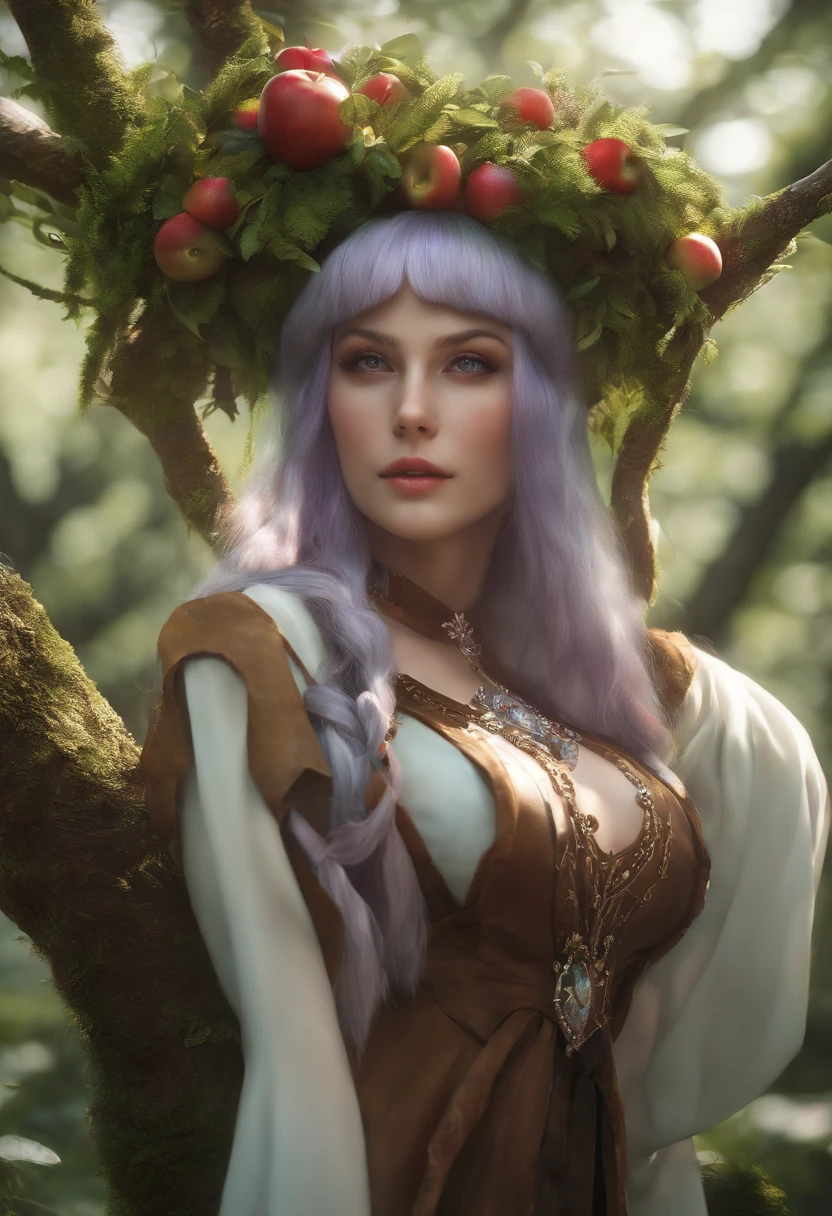 apple, forest ::-1 big bad wolf, wood ::2 multicolored hair, long hair, hair over shoulder, asymmetrical bangs, shiny hair, tentacle hair, hair ornament, jewelry, kanzashi, mouth veil, mismatched pupils, heterochromia, gloom, smile, unreal engine, cinematic lighting, Surrealism, Verism, anaglyph, move chart, UHD, super detail, UHD, ccurate, super detail, high quality, textured skin --aspect 2:3