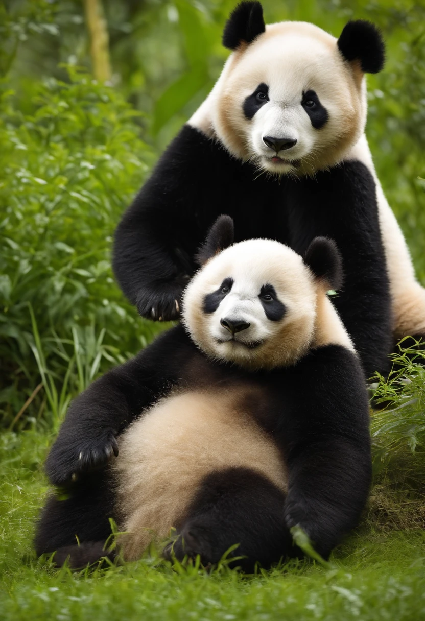 A chubby giant panda，Sit on grass，Holding a red apple，Panda flowers，Clean hair，The hair is very white，hairy pubic, Chubby body,, Clean the fur,Delicate real hair，Photographic style， in bamboo forest, Sunny, great weather, warm, cheerfulness, 35mm lens, kodak film, f 1.2, ISO 300, Natural light, natural soft colors, Ultra-detailed, High quality - AR 3:4--V5--S750
(Masterpiece: 1.5) (Photorealistic: 1.1) (Bokeh) (Best quality) (Detailed skin texture, pores, Hair: 1.1) (Intricate) (8K) (hdr) (the wallpaper) (Cinematic lighting) (Sharp focus )