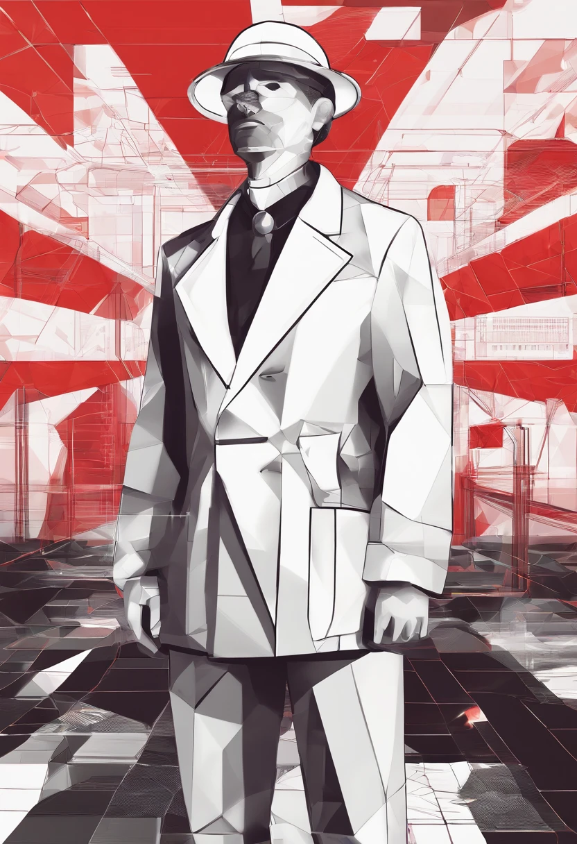 A scientist in a scientific coat turned his back to us,looking at the stars,hard core,Technologie,Red monochrome,USSR Poster,urss,communism