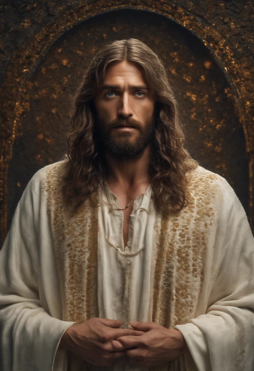 (symmetry),centered,a ((close)) up portrait,(Jesus),a very thin white prime man with long hair and a beard,wearing a long white robe,35mm,natural skin,clothes detail, 8k texture, 8k, insane details, intricate details, hyperdetailedhighly detailed,realistic,soft cinematic light,HDR,sharp focus, ((((cinematic look)))),intricate, elegant, highly detailed