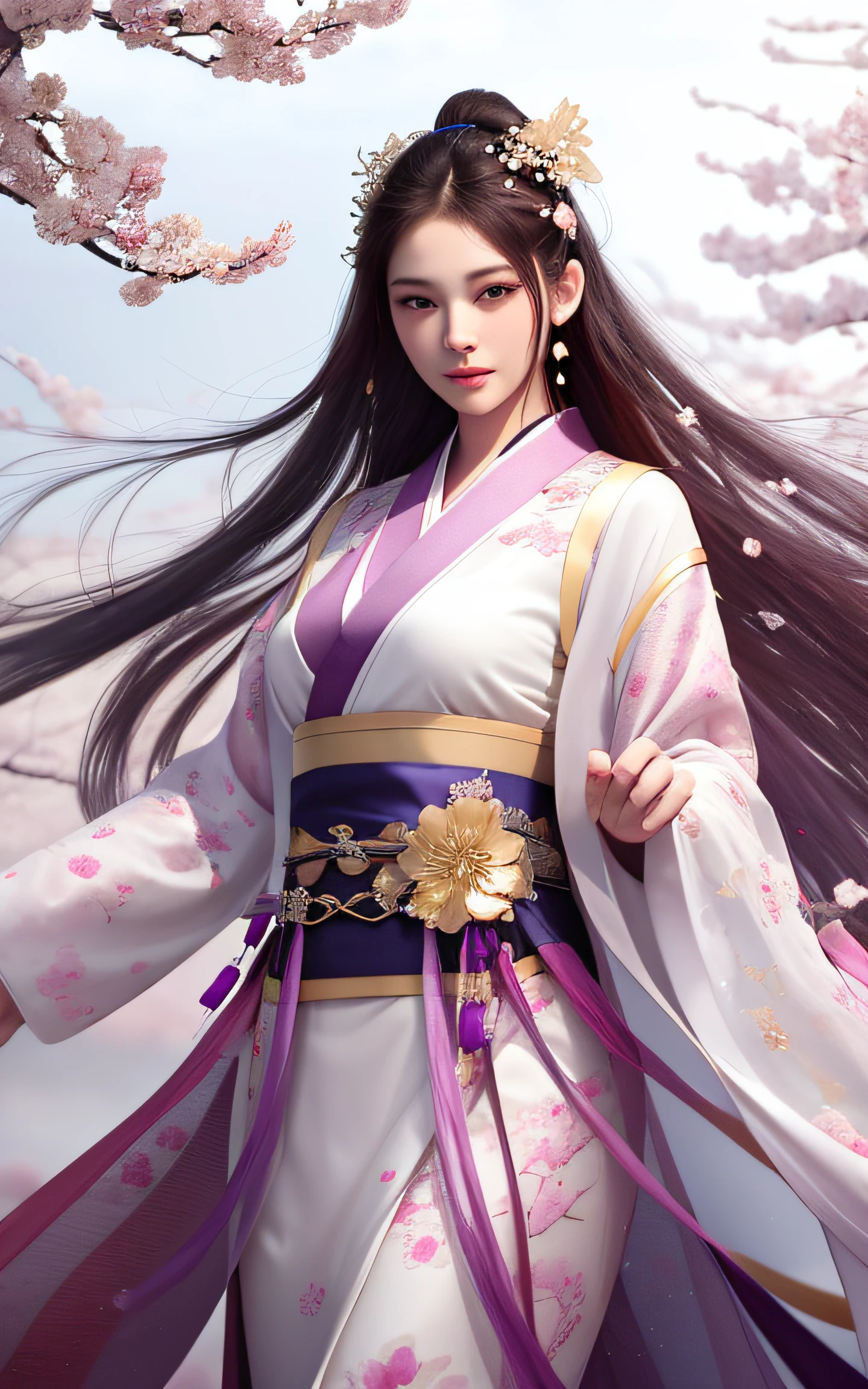 Best quality, masterpiece, high resolution, 1girl, exquisite facial features, realistic skin, (fidelity: 1.4) wearing a long Hanfu dress with plum blossoms on her head, plum blossoms on her body, plum blossom fairy, dancing petals, realistic, photorealistic, high resolution, 8k uhd, high quality, volumetric lighting, high resolution, 4k, 8k, bokeh