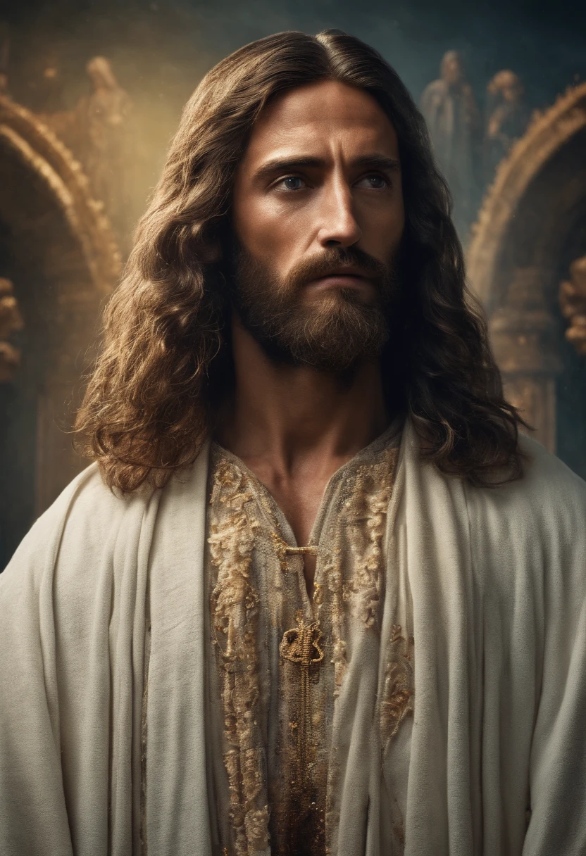 (symmetry),centered,a ((close)) up portrait,(Jesus),a very thin white prime man with long hair and a beard,wearing a long white robe,35mm,natural skin,clothes detail, 8k texture, 8k, insane details, intricate details, hyperdetailedhighly detailed,realistic,soft cinematic light,HDR,sharp focus, ((((cinematic look)))),intricate, elegant, highly detailed