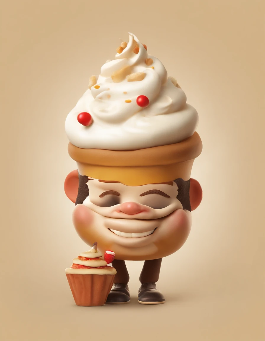 a cheesecake-inspired character. The design showcases a character with a body made of cheesecake layers and toppings, creating a whimsical and delicious appearance. The playful expression on the character's face adds a touch of charm and personality. The intricate details and textures bring this delightful character to life, evoking a sense of joy and indulgence. Renowned character designer Akihiko Yoshida skillfully captures the delightful essence of this cheesecake-inspired character in this imaginative artwork