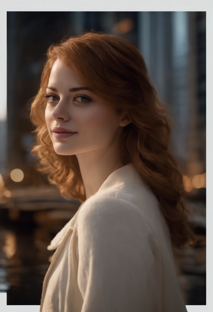 Emma Stone, Girl with camera, mix4, (8k, RAW photo, top quality, masterpiece: 1.2), (realistic, photorealistic: 1.37), 1 girl, cute, cityscape, night, rain, wet, professional lighting, photon mapping, radiosity, physically based rendering, gradient brunette hair, short curly, handsome, girly, white ball set, excellent image quality, High resolution, 1080p, (clear face), (detailed face description), (detailed hand description), (masterpiece), (exquisite CG), extreme light and shadow, disheveled hair, masterpiece, rich detail, (exquisite facial features), (best image quality), (masterpiece), (eye of detail), looking forward to your eyes, delicate collarbone, big