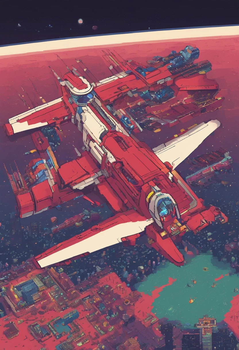 Crimson Starship, A biplane flying in the sky at night, Dark ( Spaceship ), scifi spaceship, Fantasy spaceship, futuristic spaceship, alien space ship flying in space, spaceship far on the background, A spaceship in dark space, futuristic starship, space ship in space, legendary space ship, Small starship, space ship, A top-down view