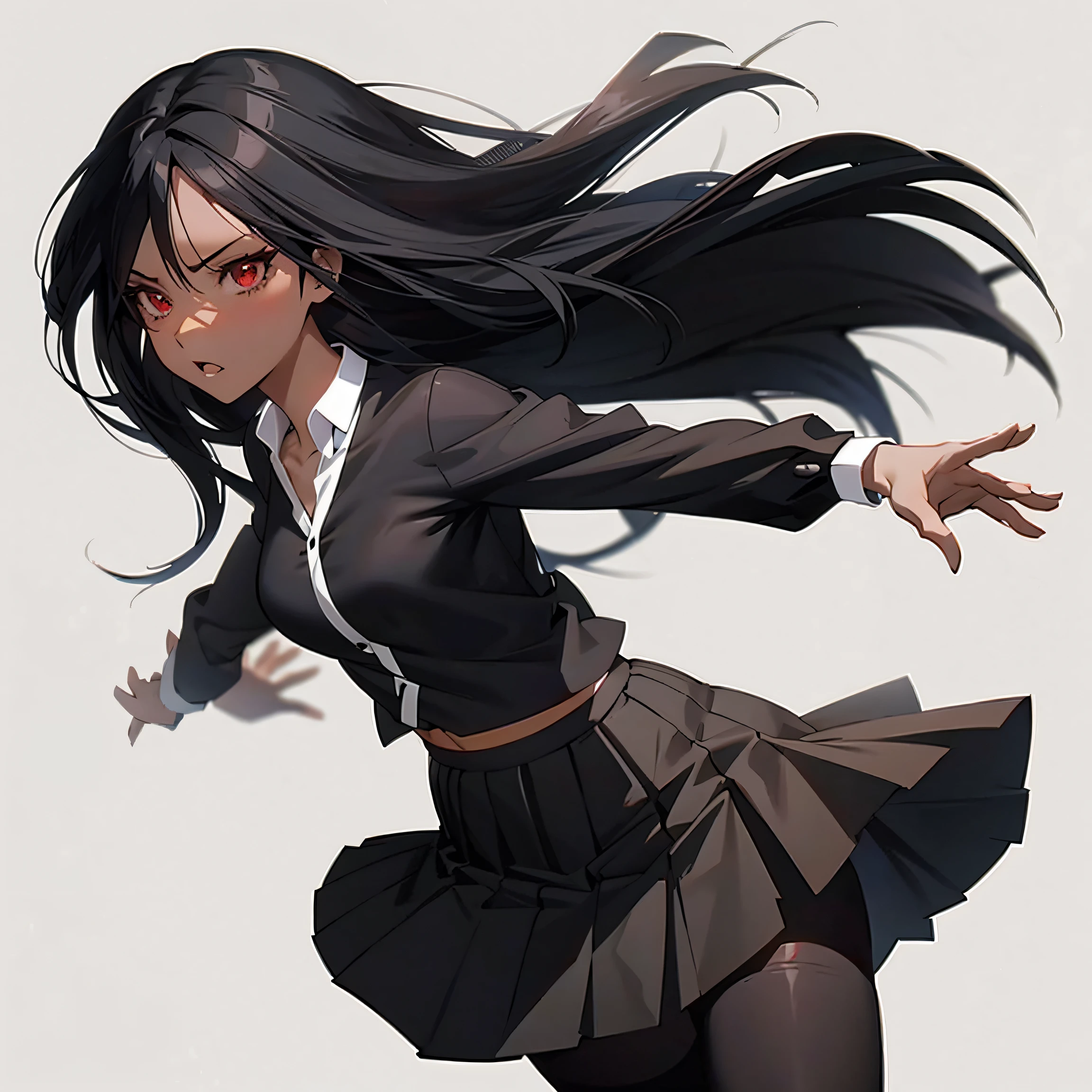 anime girl with long black hair in a skirt and a shirt, black anime manga girl, red eyes, anime style character, anime style illustration, detailed anime character art, digital anime illustration, female anime character, digital anime art, anime character, anime character art, anime girl wearing a black dress, advanced digital anime art ”, noire, anime styled digital art, anime girl with long hair
