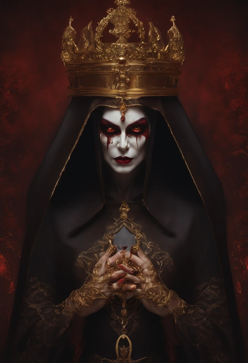 nun, demon, grumpy, sexy, blood, gold