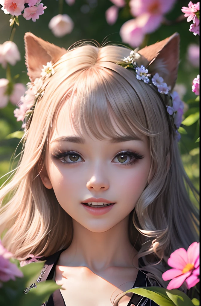 A girl playing with a puppy in the springtime, surrounded by the beauty of nature. The scene is super detailed and of the best quality, with vivid colors and sharp focus. The girl has beautiful detailed eyes, lips, and face, with long eyelashes. She is wearing a colorful dress and has a joyful expression on her face. Her hair flows in the gentle breeze. The puppy is adorable and full of excitement, wagging its tail and jumping around. The garden is filled with blooming flowers, lush green grass, and vibrant trees. The sunlight filters through the branches, creating a warm and inviting atmosphere. The overall color tone is fresh and vibrant, with a touch of soft pastel hues. The lighting is natural and creates a soft glow, highlighting the details of the scene. The image is a masterpiece created with ultra-detailed techniques, ensuring every aspect is captured with precision. The result is a stunning 4K artwork that immerses viewers in the beauty and joy of springtime.