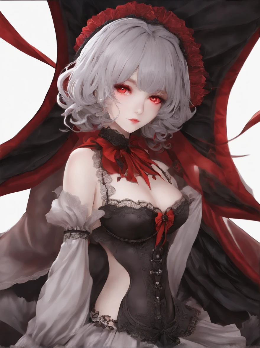 A beautiful masterpiece with the best quality featuring a solo girl. The girl, named Remilia Scarlet, is the focus of the artwork. Her face is extremely detailed, with beautiful and detailed eyes, lips, and face. The artwork portrays her in a gothic style, combining dark aesthetics with elegance. She has long lashes that enhance her captivating gaze. The artwork showcases Remilia Scarlet in a gothic outfit, emphasizing her mysterious and alluring presence. The background is dark, creating a moody atmosphere that complements the goth theme. The lighting is carefully designed to highlight Remilia Scarlet's features, casting shadows that add depth to the artwork. The colors used in the artwork are vivid, contrasting with the dark background to create a visually striking composition. The artwork is created using a mix of illustration and digital rendering techniques, resulting in an ultra-detailed and realistic depiction of Remilia Scarlet. The final result is a high-resolution, 4k or 8k masterpiece that captures the essence of gothic aesthetics and showcases Remilia Scarlet's beauty and allure.