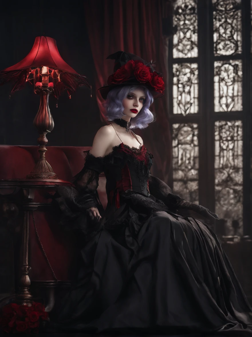 A beautiful masterpiece with the best quality featuring a solo girl. The girl, named Remilia Scarlet, is the focus of the artwork. Her face is extremely detailed, with beautiful and detailed eyes, lips, and face. The artwork portrays her in a gothic style, combining dark aesthetics with elegance. She has long lashes that enhance her captivating gaze. The artwork showcases Remilia Scarlet in a gothic outfit, emphasizing her mysterious and alluring presence. The background is dark, creating a moody atmosphere that complements the goth theme. The lighting is carefully designed to highlight Remilia Scarlet's features, casting shadows that add depth to the artwork. The colors used in the artwork are vivid, contrasting with the dark background to create a visually striking composition. The artwork is created using a mix of illustration and digital rendering techniques, resulting in an ultra-detailed and realistic depiction of Remilia Scarlet. The final result is a high-resolution, 4k or 8k masterpiece that captures the essence of gothic aesthetics and showcases Remilia Scarlet's beauty and allure.