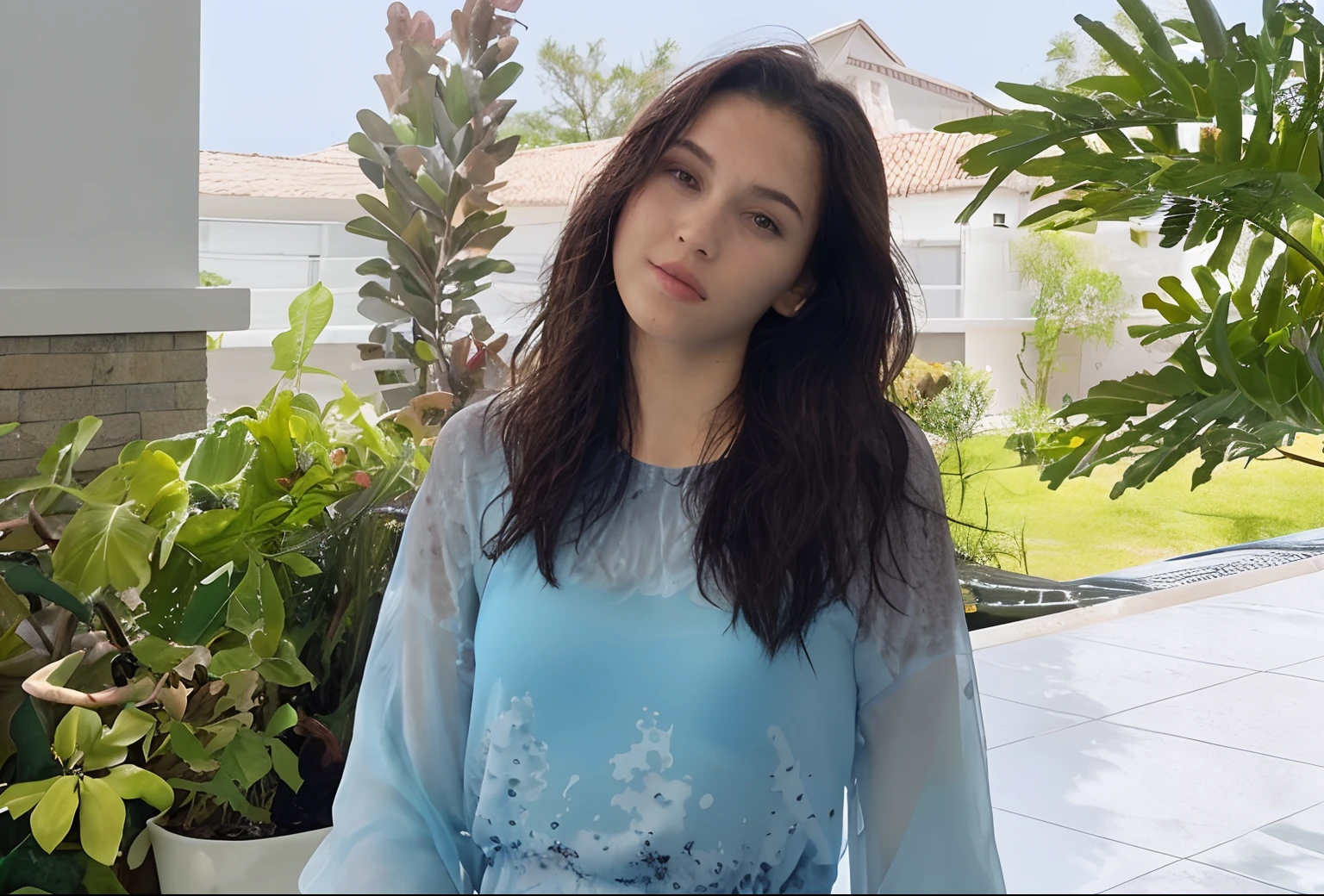 wearing a swimming suit