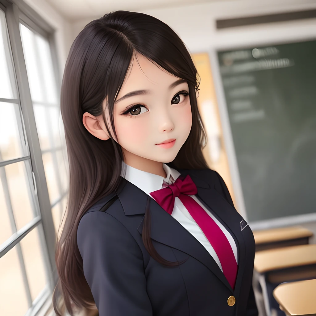 Beautiful girl in school uniform tite bups