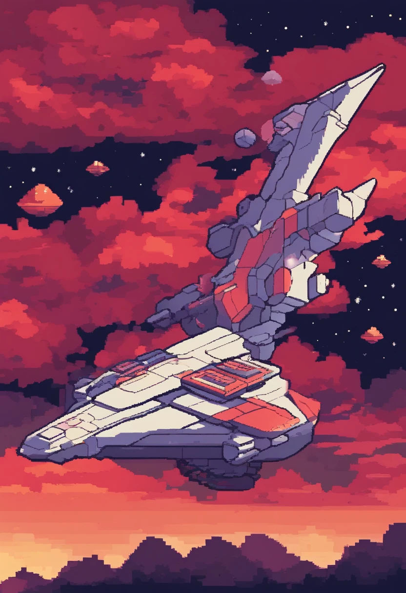 Red Starship, A jet combat aircraft flying in the sky at night,  scifi spaceship, Fantasy spaceship, futuristic spaceship, alien space ship flying in space, Spaceship on planet background, A spaceship in dark space, futuristic starship, space ship in space, legendary space ship, Small starship, fighter jets, A top-down view