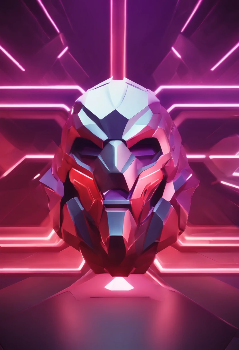 A red and purple hexagon with a white logo, game icon stylized, Logotipo esportivo, game icon, estilo de duelyst, game icon asset, 3D Icon for mobile game, Emblem of Strength and Anger, icon, logotipo estilizado do minotauro cyberpunk, Character icon.