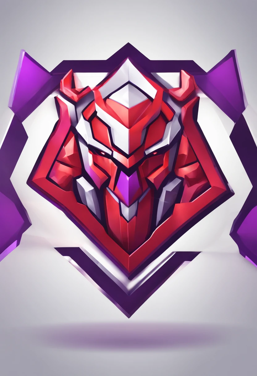 A red and purple hexagon with a white logo, game icon stylized, Logotipo esportivo, game icon, estilo de duelyst, game icon asset, 3D Icon for mobile game, Emblem of Strength and Anger, icon, logotipo estilizado do minotauro cyberpunk, Character icon.