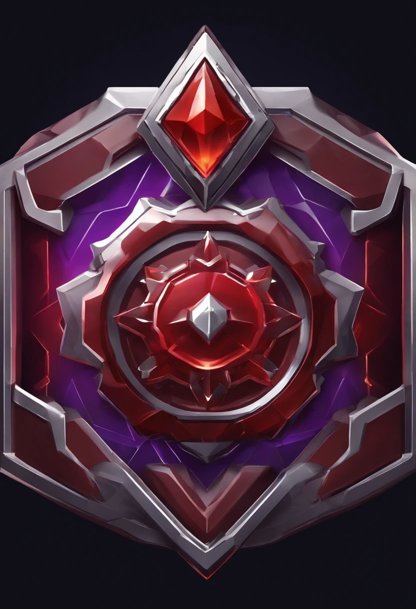 A red and purple hexagon with a white fist logo, game icon stylized, game icon, estilo de duelyst, game icon asset, 3D Icon for mobile game, Emblem of Strength and Anger, icon, ogotipostilizado do minotauro cyberpunek, Character icon.