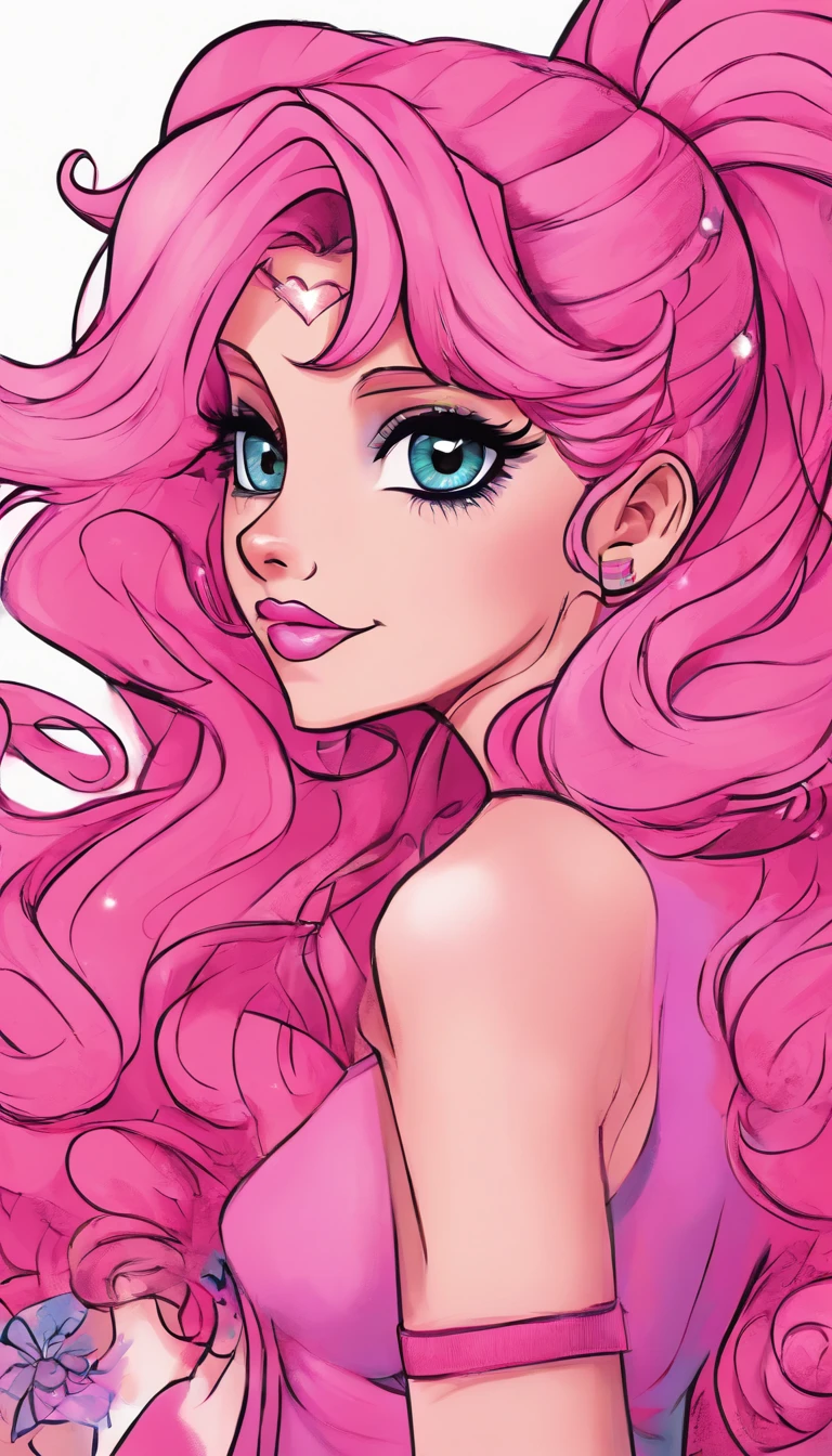 Image of a my little pony pinkie pie ,Trends in Art Station,Wear pink clothes,Ultra-realistic detailed rendering,anime style,intimidating poseFashionable outfit