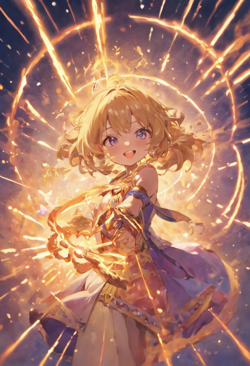 lighting, mage, magic power, powerfull girl, ,random color of hair,, cute, smile, beautiful girl, cute gir