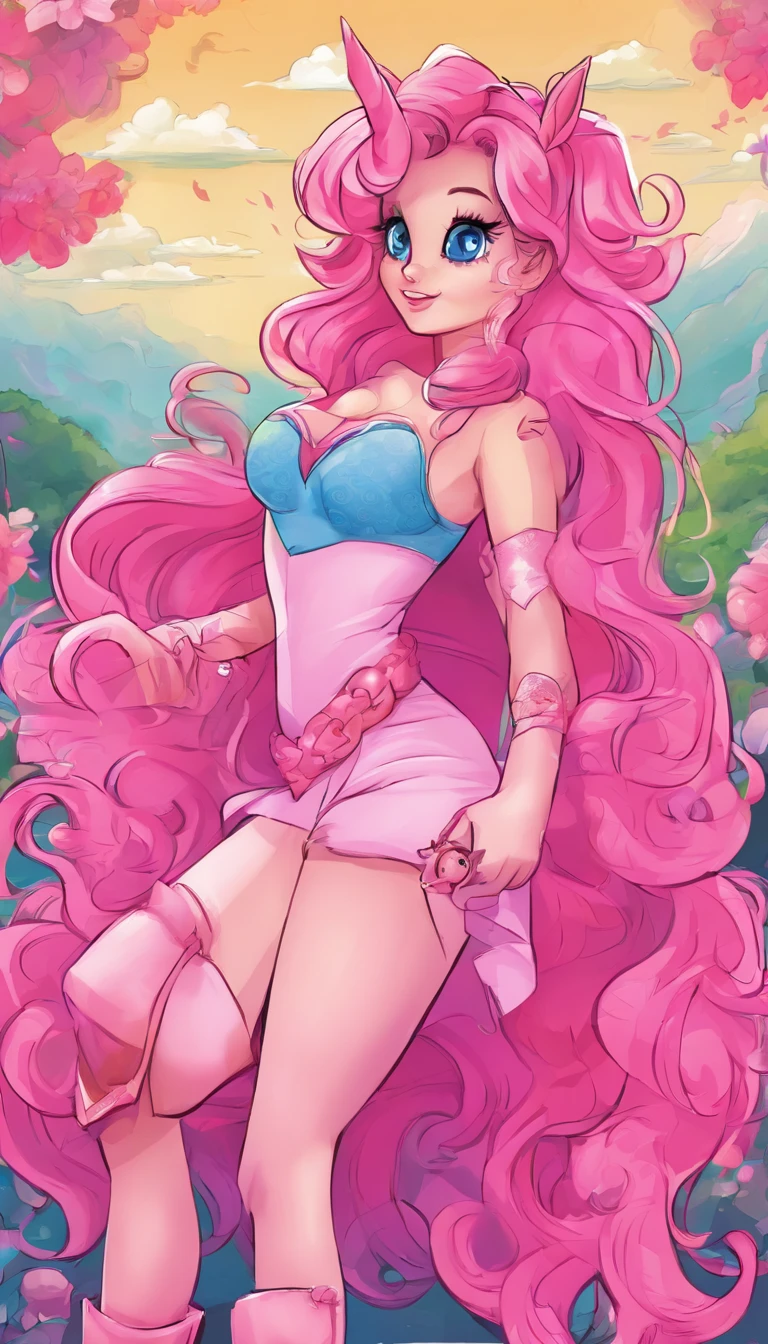 Image of a my little pony pinkie pie ,Trends in Art Station,Wear pink clothes,lovely, anime style