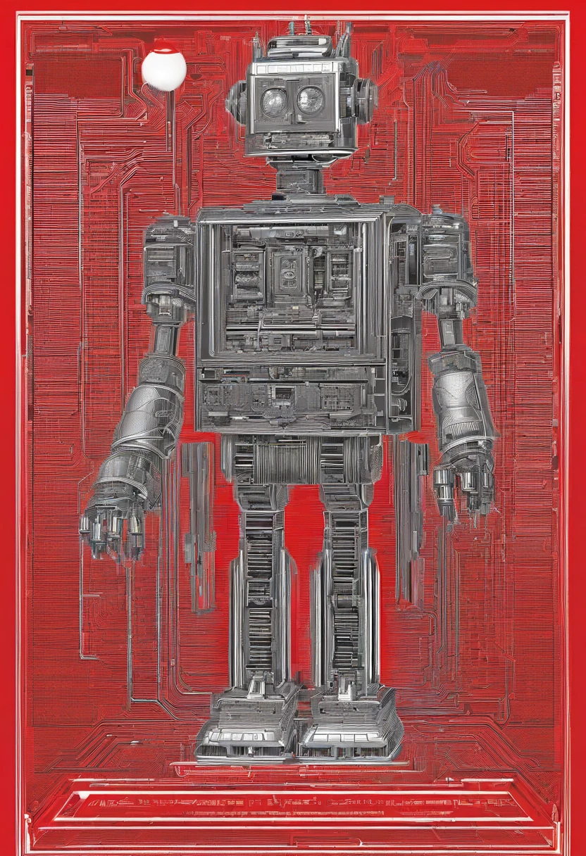A scientist in a scientific coat turned his back to us,looking at the stars,hard core,Technologie,Red monochrome,USSR Poster,urss,communism