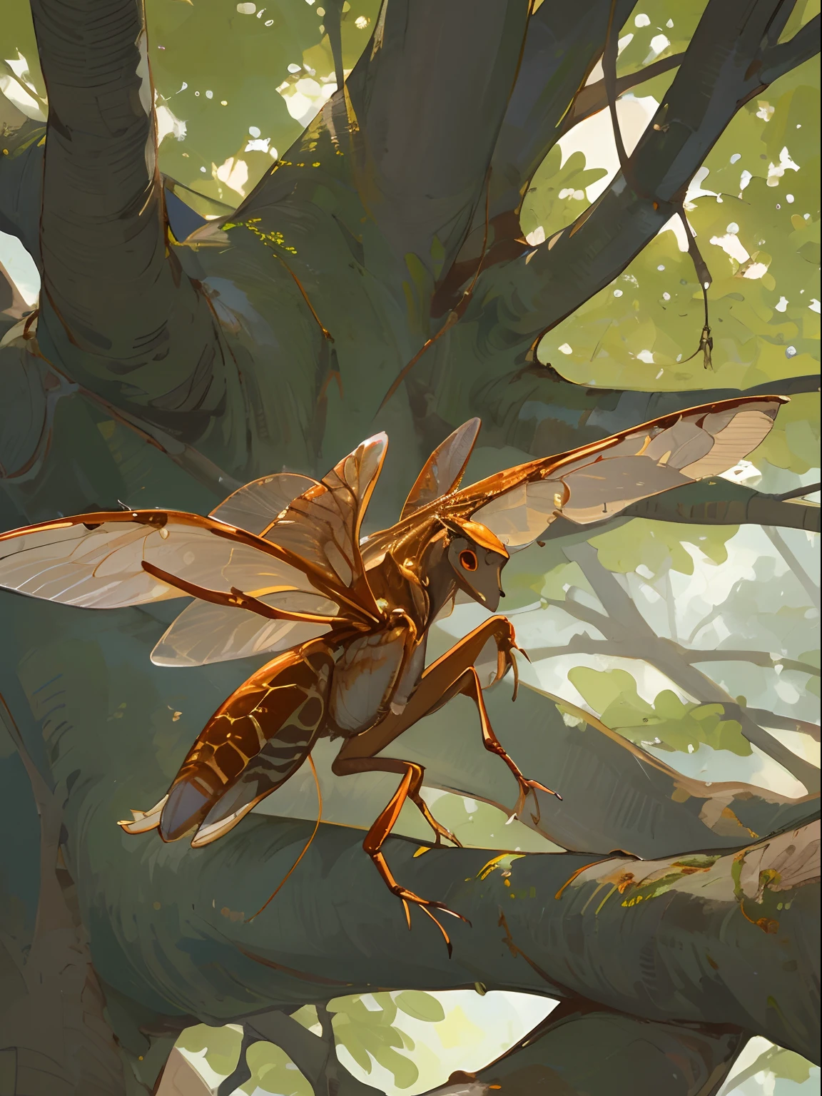 View of cicadas on tree branches,Girl Cicada wings, Locusts and flies,, insects, insect wings, kuntilanak on tree,, Exquisite and handsome wings, anato finnstark, Looking for women, up close shot, fly, hyperdetailed photo, Alison Watt, Man's, shot on iphone 1 3 pro, photographed