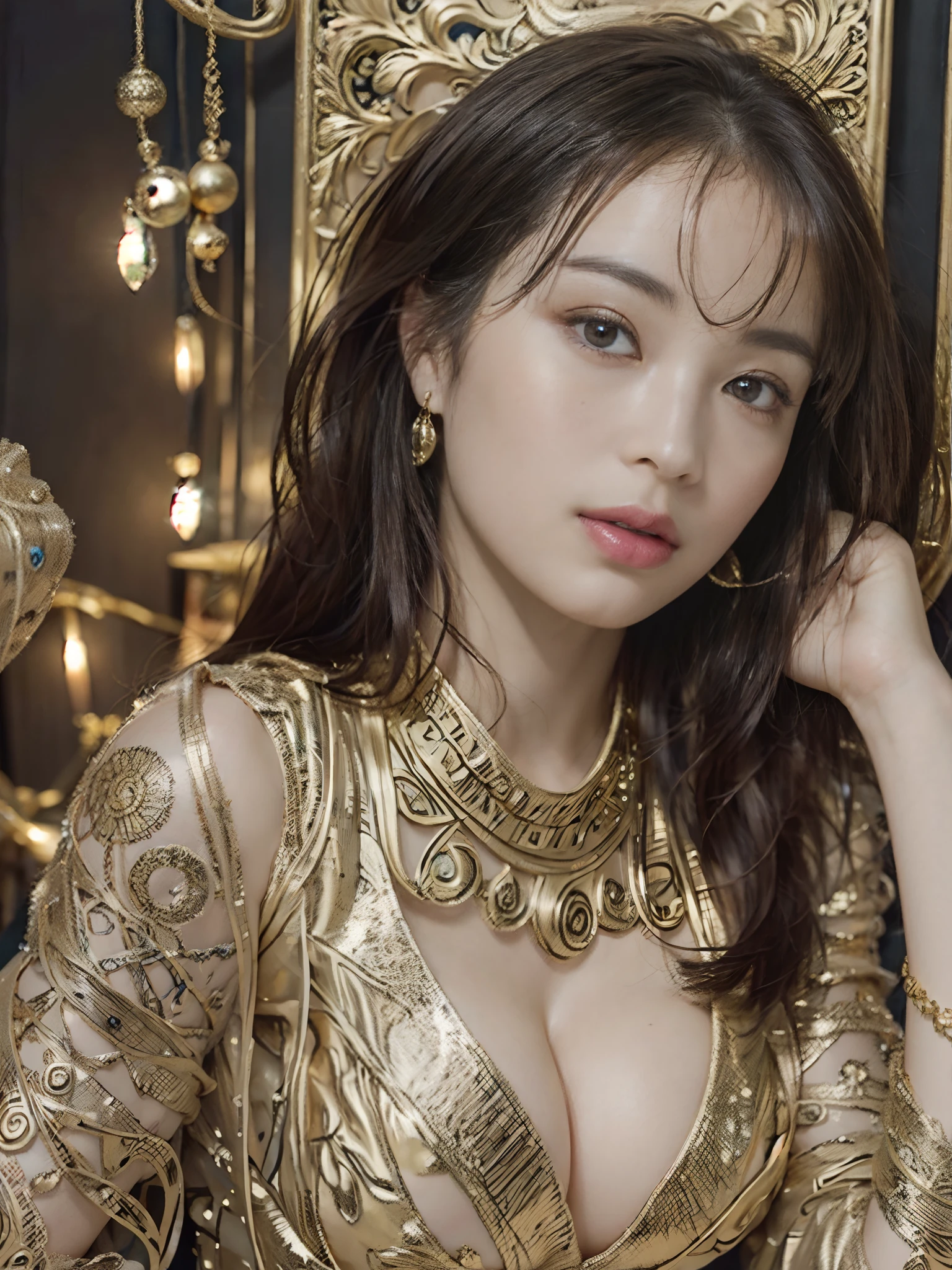 PerfectNwsjMajic,(masutepiece, of the highest quality, Best Quality, Official art, Erotic, Beautiful and aesthetic:1.2), (1girl in), ighly detailed,Colorful,highest details, Official art, Unity 8k壁纸, ultra-detailliert, Beautiful and aesthetic, Erotic and beautiful, masutepiece, Best Quality, (Zentangle, mandalas, Tangle, Entangle) ,Holy Light,gold foil,Gold leaf art,glitter drawing,