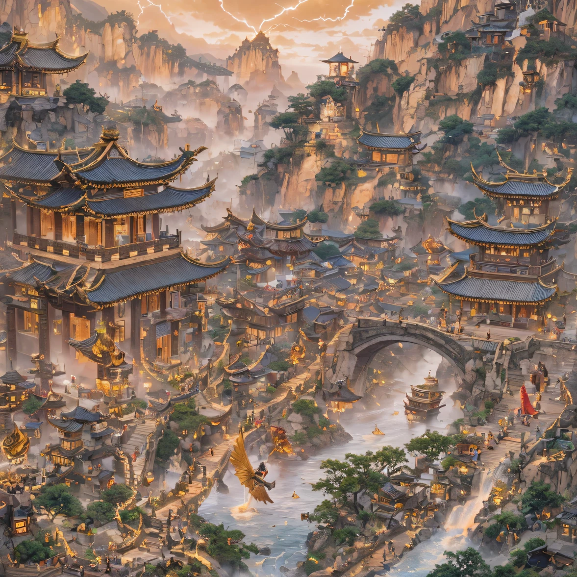 Immortal Realm, Chance encounter with Liu Hanshu, He saw in him his former self, It was decided to take him as an apprentice, Teach him how to protect himself, But because of the Tibetan star map, He established relationships with the Liu family and the Jade Sword Sect, It opens with the death of Liu Hanshu, Qin Yu embarked on the road of confrontation with a strong enemy, Working hard, Make yourself stronger, Stick to your own core path of justice, I also want to protect the people I care about, The three brothers took off, And embarked on a long journey to find a good brother, Qin Yu, Where are Xiao Hei and Hou Fei（canyons）Climb the streets（Doomsday Stream）eyes filled with angry，He clenched his fists，Rush up，Deliver a fatal blow to your opponent，full bodyesbian，Full Body Male Mage 32K（Masterpiece Canyon Ultra HD）Long flowing black hair，Campsite size，zydink， The wounded lined up in the streets（canyons）Climb the streets， The scene of the explosion（canyons）， （Linen batik scarf）， Angry fighting stance， looking at the ground， Batik linen bandana， Chinese python pattern long-sleeved garment， canyons（Abstract propylene splash：1.2）， Dark clouds lightning background，Flour flies（realisticlying：1.4），Black color hair，Flour fluttering，rainbow background， A high resolution， the detail， RAW photogr， Sharp Re， Nikon D850 Film Stock Photo by Jefferies Lee 4 Kodak Portra 400 Camera F1.6 shots, Rich colors, ultra-realistic vivid textures, Dramatic lighting, Unreal Engine Art Station Trend, cinestir 800，Flowing black hair,（（（Jungle Canyon）））The wounded lined up in the streets（vale）Climb the streets，Movie master real-time image quality