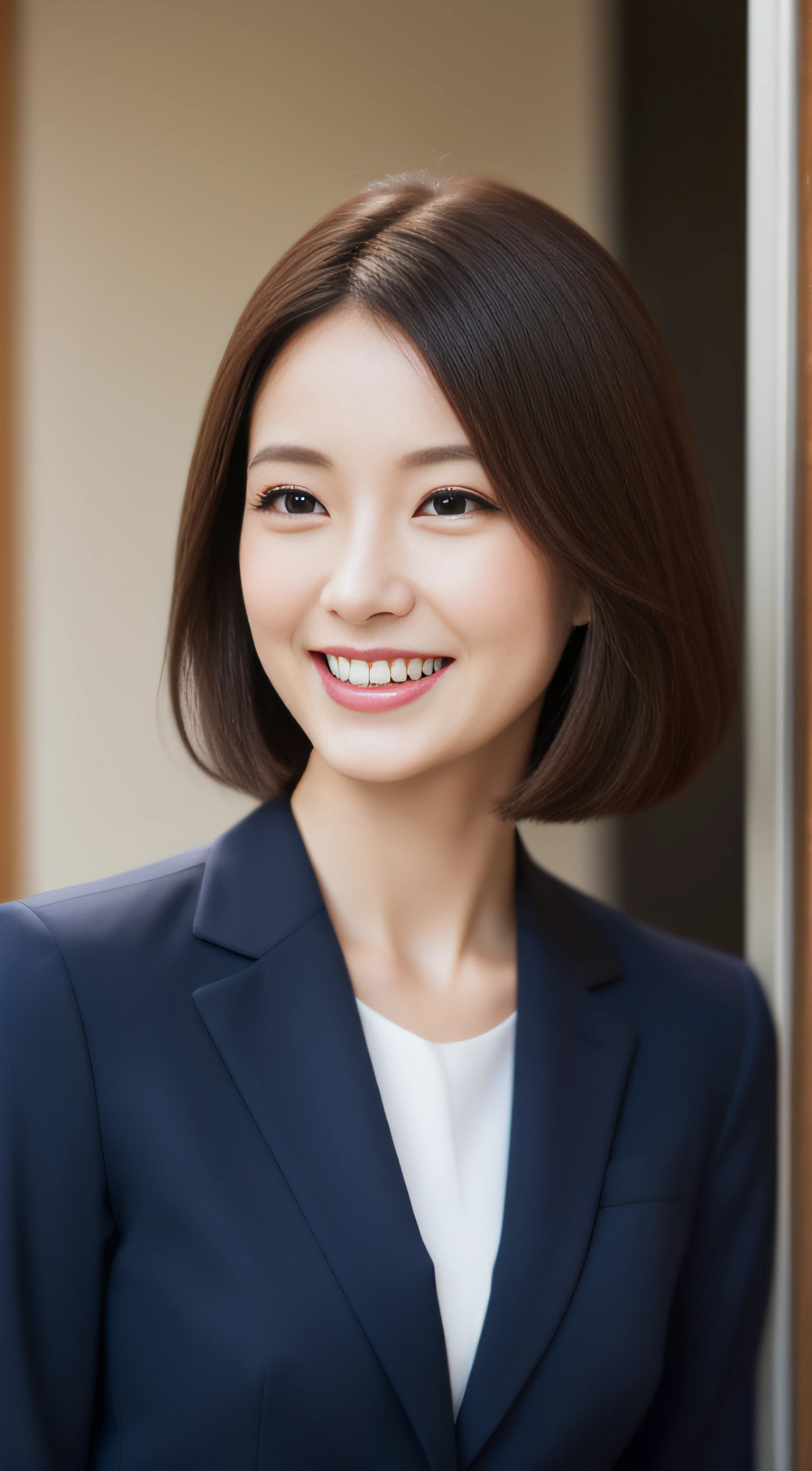 masterpiece,best quality, (1 milf), ((close up:0.5)), ((cross arms)), glare, gray blazer, white shirt, double eyelid, eyelash, lip gloss, (smile:1.5), ((close eyes:1)), ((Looking at Viewer)), RAW, (from above:0.5), ((nobody)), office,