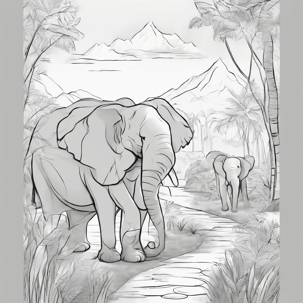 Zoo cartoon style, Line drawing background, White background, monochrome, line-drawing, ((sketch)), Toddler Coloring Thick lines sharpened, remove grey tone