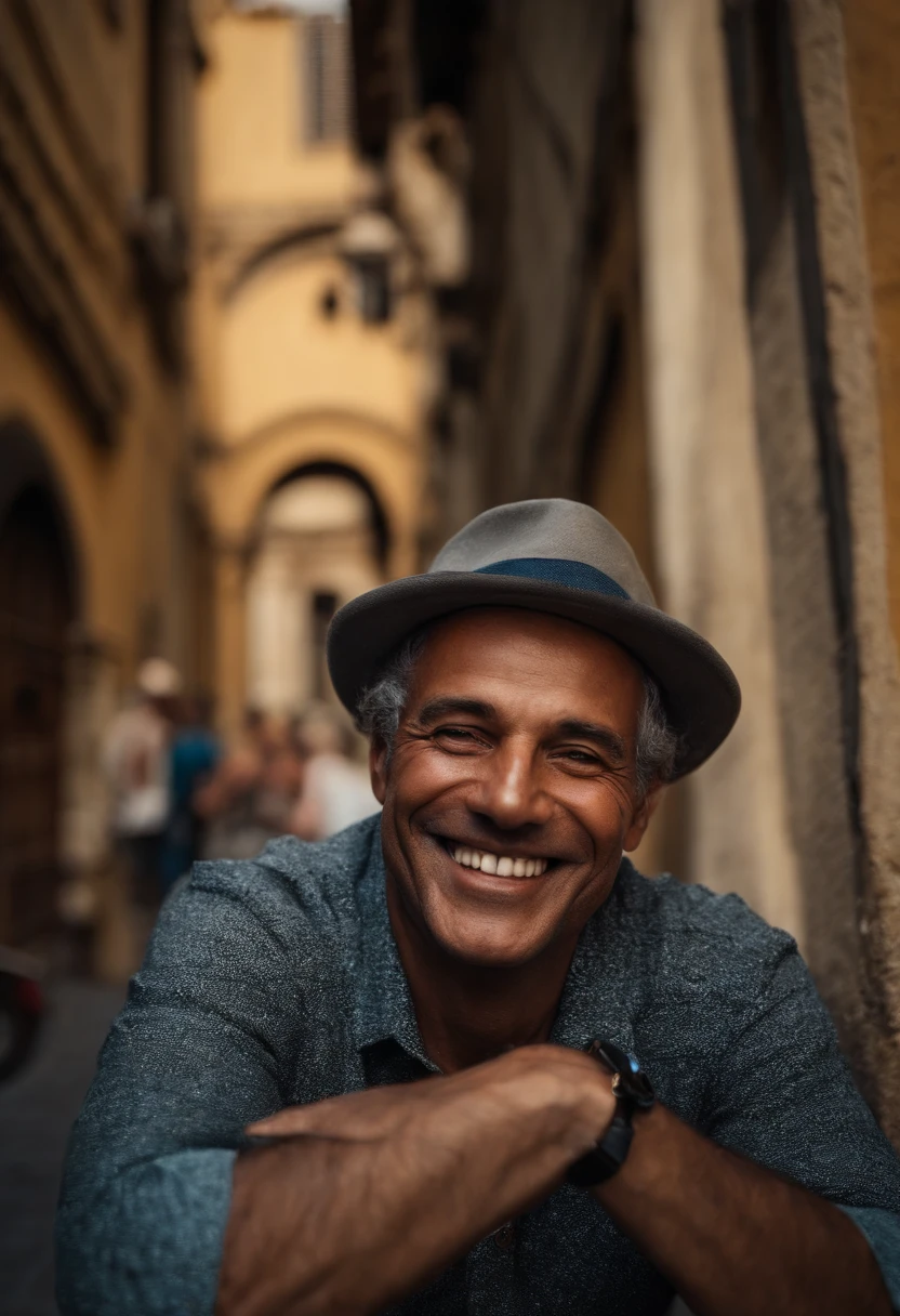 man in Florence, Italy, smiling
