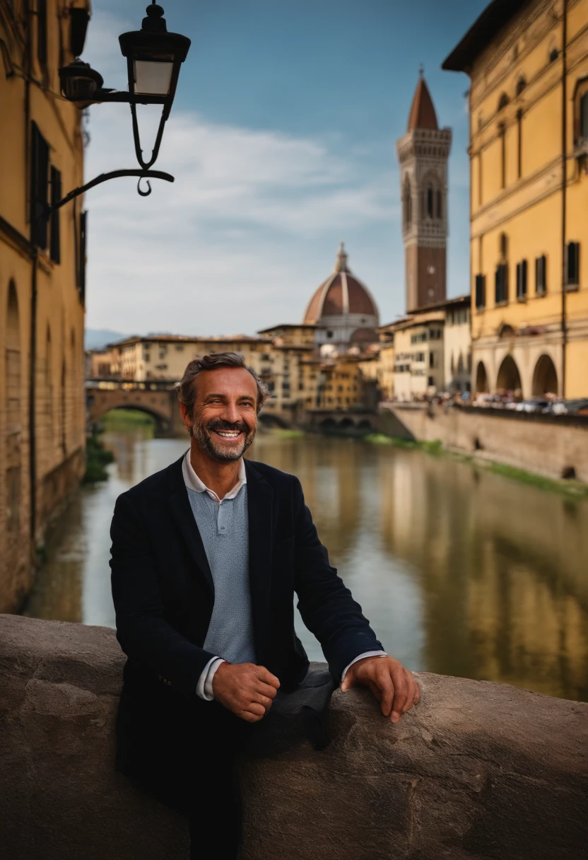 man in Florence, Italy, smiling