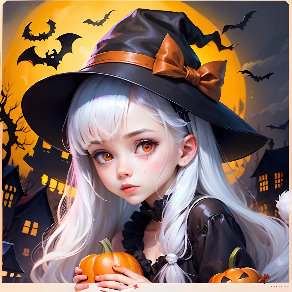 (comic-storyboard, comic_layout:1.3 or 1.4 or 1.5 or 1.6) Halloween theme, 1girl, cute little witch, wearing a hat, Bat accessory, white hair, naughty cat, 1cat, pumpkin,wholesome story about a cat And a little witch girl doing wholesome stuff in the Halloween Oneshot comic , cute story, spooky but wholesome vibes, anime style, Japanese manga --auto --s2
