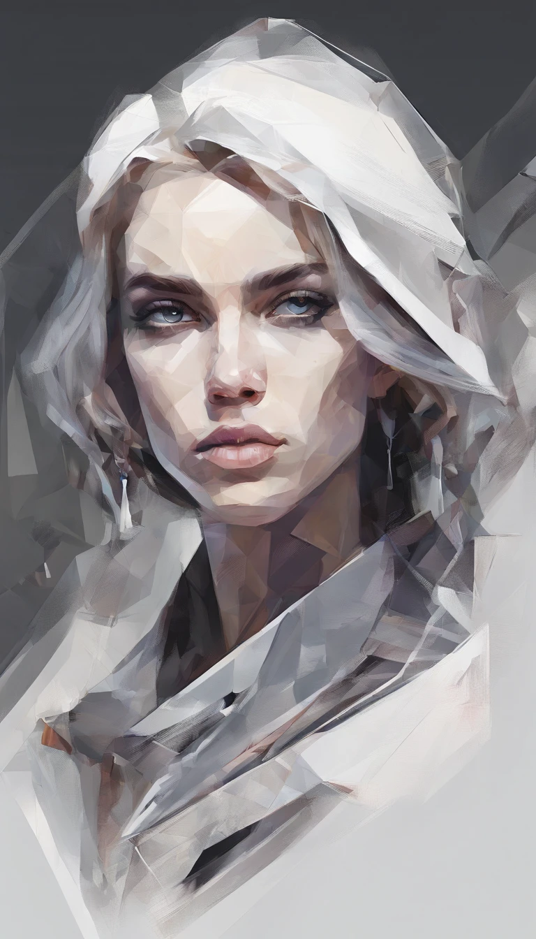 Perfect alignment, runes on jacket，crystals，tulip flower, black eyes, cheerfulness, long black hair, Standing position, Abstract beauty, Centered, Looking at the camera, Facing the camera, nearing perfection, Dynamic, Highly detailed, smooth, Sharp focus, 8K, high definition resolution, illustration, Art by Carne Griffiths and Wadim Kashin, White background