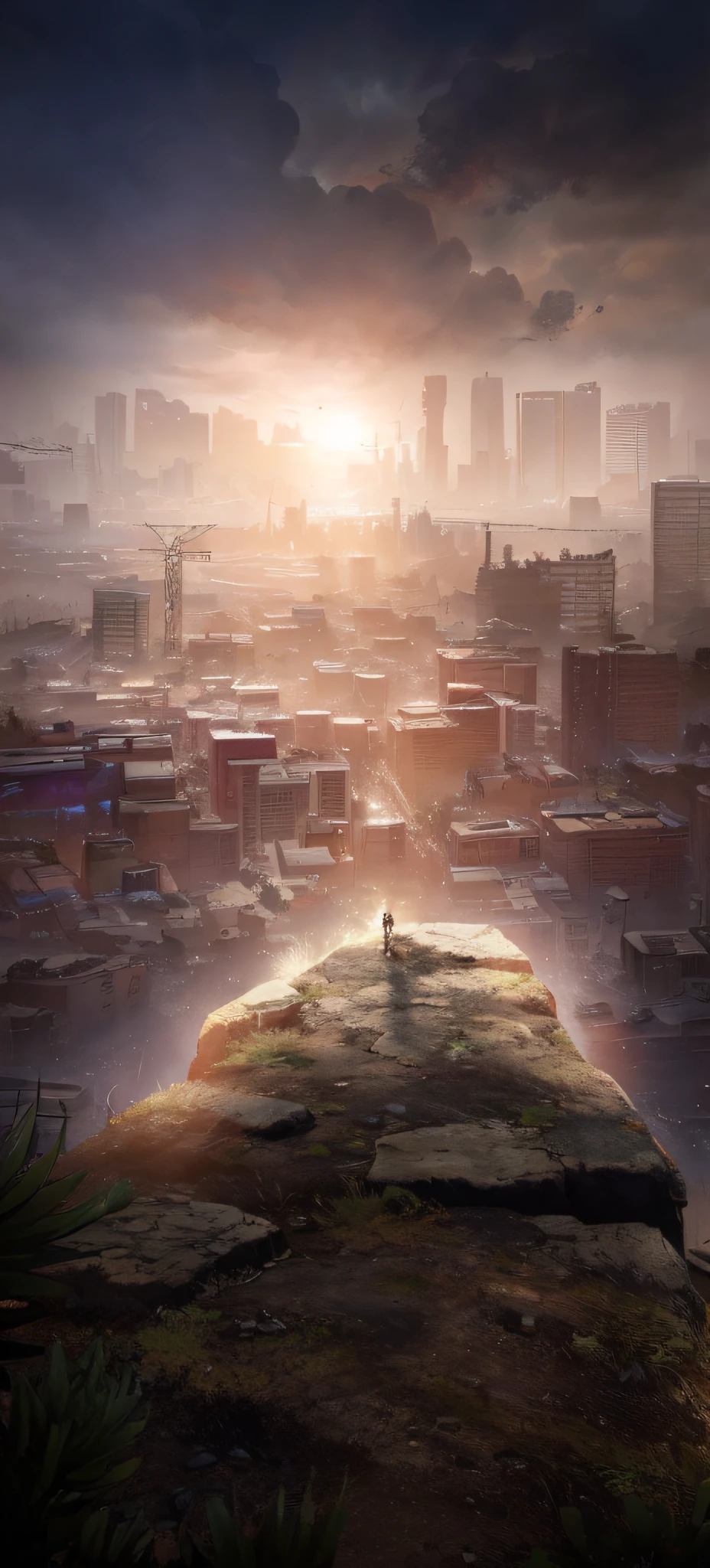 Stylized urban fantasy artwork, Post-apocalyptic 8K, Post-apocalyptic 8K, (Apocalypse:1.2) 8 km, game key art, background artwork, cover game art, 2D game art for GTA5 cover, 2D game art for GTA cover, 2D game art for GTA cover, key art, game promotional poster, Next generation