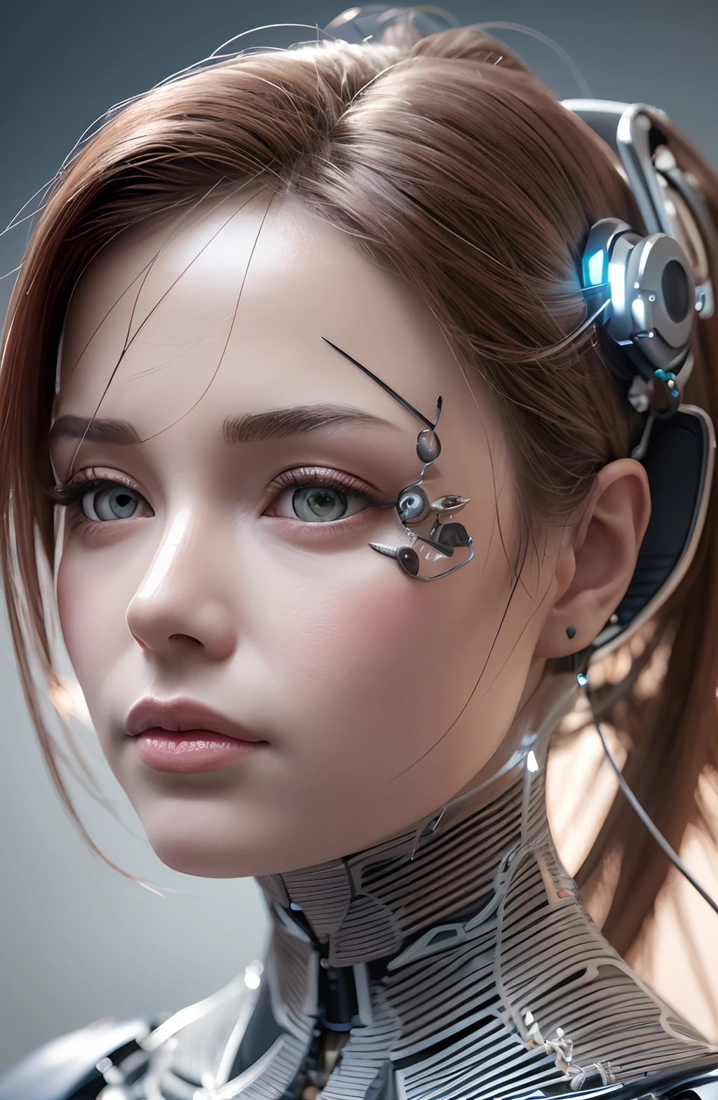 metafisic, surrealism, hiper prompt: complex 3d render ultra detailed of a beautiful porcelain profile woman android face, cyborg, robotic parts, beautiful studio soft light, rim light, vibrant details, luxurious cyberpunk, lace, hyper realistic, anatomical, facial muscles, cable electric wires, microchip, elegant, beautiful background, octane render --auto --s2